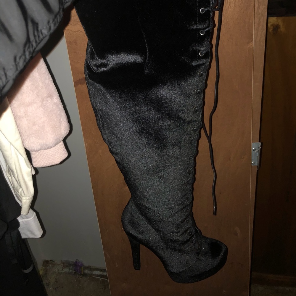 Black high heeled platforms